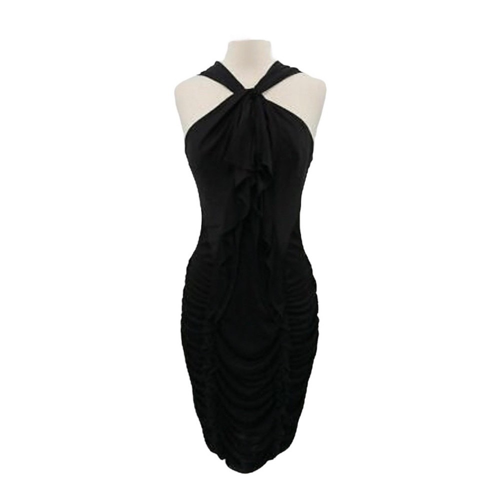 Karen Millen black sleeveless twist front bodycon dress size 2